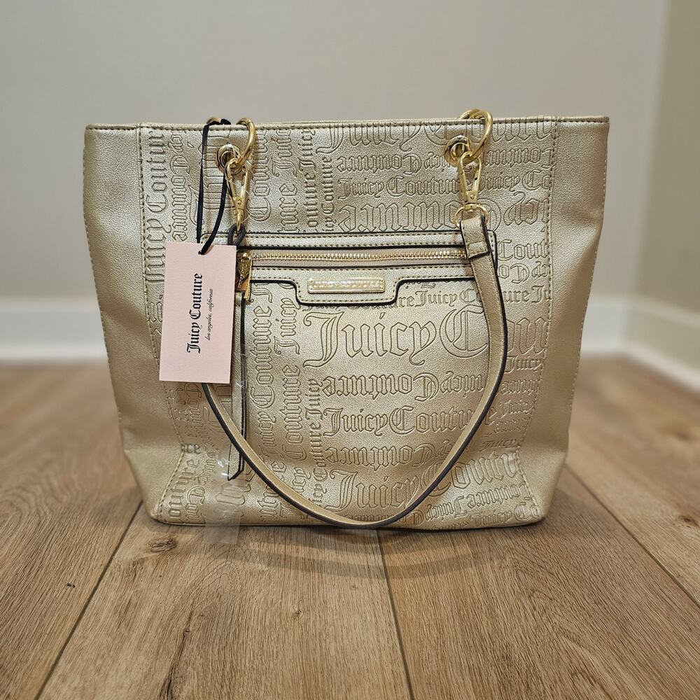 NWT Juicy Couture Word Play Metallic Faux Leather Shoulder Bag